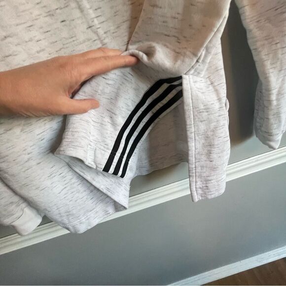 Adidas Heather sweatshirt hoodie size Large L women’s white gray big logo - Picture 4 of 5